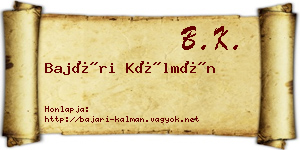 Bajári Kálmán névjegykártya